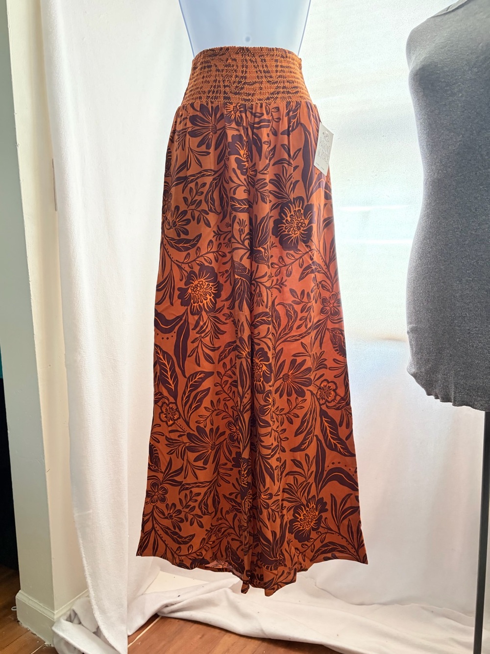 Patrons of Peace NWT orange floral smocked waist palazzo pants